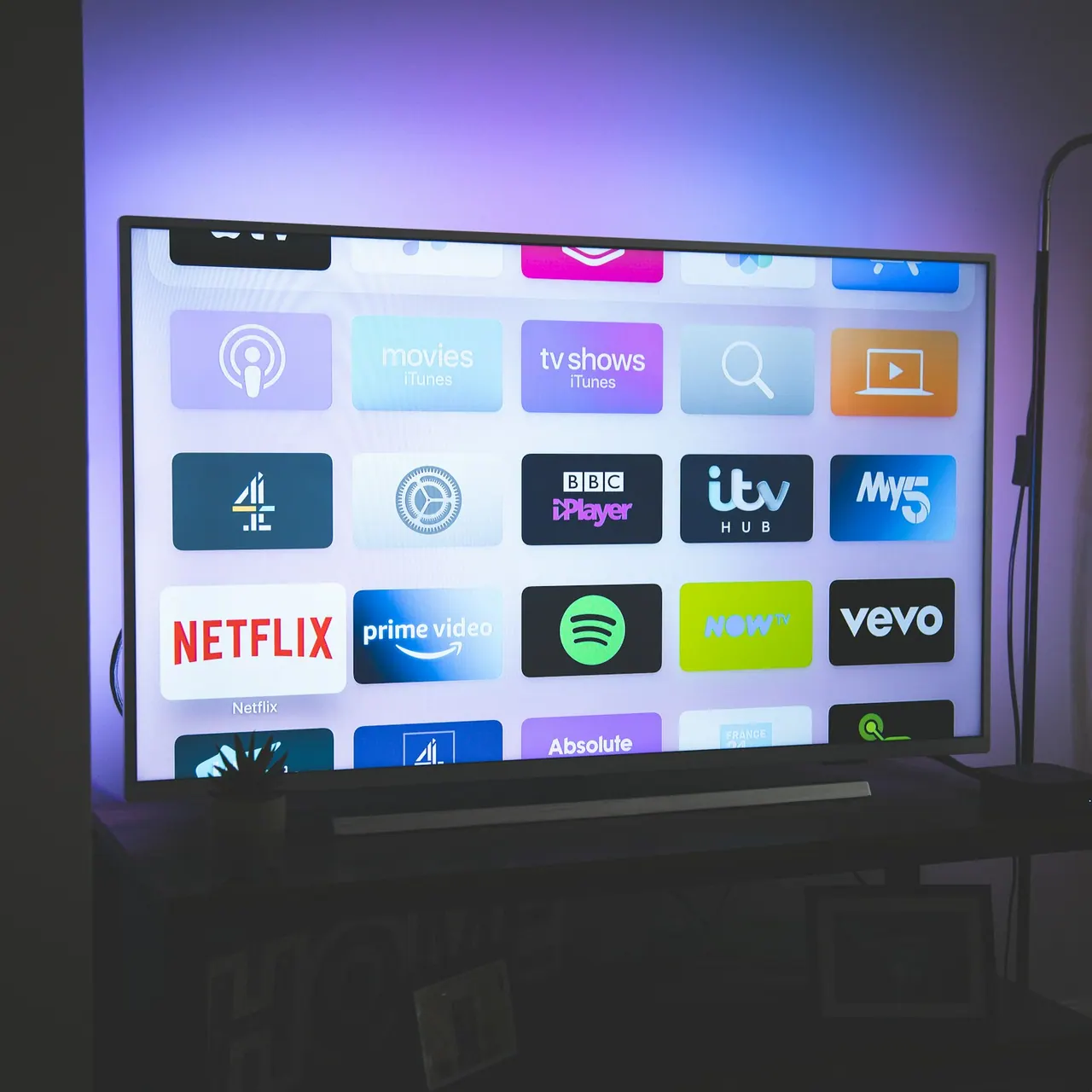 Smart TV-startscherm met apps